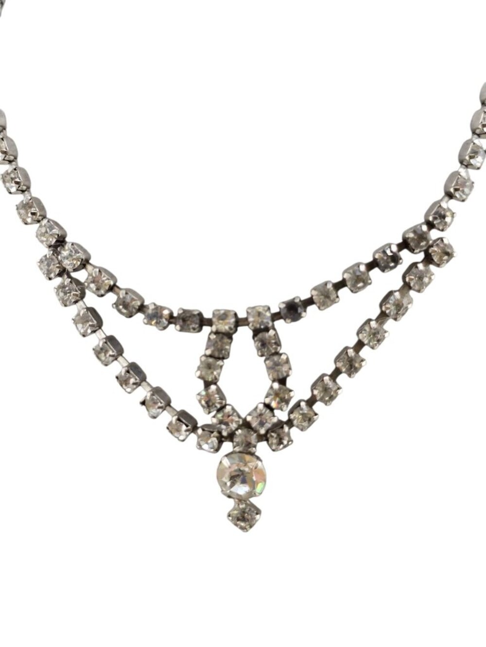 Vintage Rhinestone Triangle Drop Necklace (A9158)